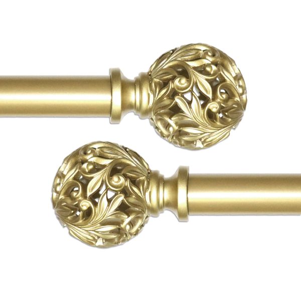 28-48 Inches Set of Bright Gold Decorative Head Curtain Rods