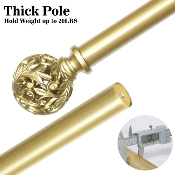 28-48 Inches Set of Bright Gold Decorative Head Curtain Rods - Image 4