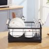 Carbon Steel Dish Drying Rack with Wooden Handles