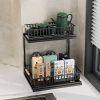 Multi-Functional Double Tier Kitchen Rack Steel Standing Type Drawer Pot Holder Easy Box Sink Cabinet Rack Condiments Storage - Image 2