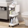 Plastic Toilet Shelf Floor Type Bathroom Storage Rack with Three Tiered Washbasin Holder for Cleaning Tools - Image 2
