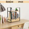 Solid Wood Two-Layer Desktop Storage Rack with Drawer for Kitchen Coffee Table Book Collection or Tools Double Tiers - Image 2